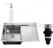 Комплект Мойка РМС MRK-7851L L c дозатором, серый + Измельчитель Bone Crusher BC 810-SL Slim Line