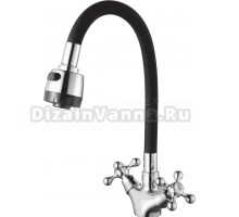Смеситель для кухни D-lin D153810-1T с гибким изливом, черный