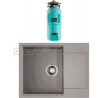 Комплект Мойка Omoikiri Daisen 65T-GR Leningrad grey + Измельчитель Nagare slim 1250-AZ azur blue