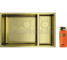 Комплект Мойка Omoikiri Taki 69-2-U/IF-LG светлое золото, L + Измельчитель Nagare slim 500