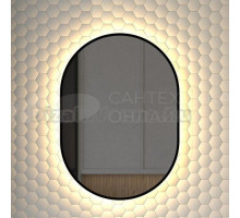 Зеркало Defesto Aura DF 2933 50x70, с теплой подсветкой, без выключателя, черное