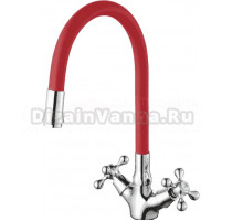 Смеситель для кухни D-lin D153810-4 с гибким изливом, красный