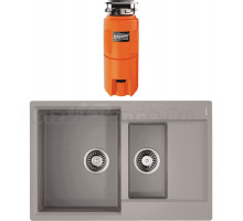 Комплект Мойка Omoikiri Daisen 78-2T-GR leningrad grey + Измельчитель Nagare slim 1250