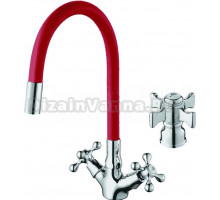 Смеситель для кухни D-lin D153807-4 с гибким изливом, красный
