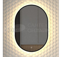 Зеркало Defesto Aura DF 2933S 50x70, с теплой подсветкой, сенсорный выключатель, черное