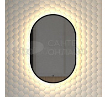 Зеркало Defesto Aura DF 2931R 40x60, с теплой подсветкой, инфракрасный выключатель, черное
