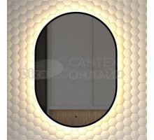 Зеркало Defesto Aura DF 2933R 50x70, с теплой подсветкой, инфракрасный выключатель, черное