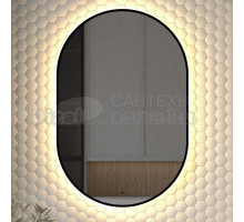 Зеркало Defesto Aura DF 2935R 60x90, с теплой подсветкой, инфракрасный выключатель, черное