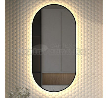 Зеркало Defesto Aura DF 2936R 60x120, с теплой подсветкой, инфракрасный выключатель, черное