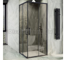 Душевой уголок Maybahglass MGY-1323-6 90 см, профиль черный, стекло прозрачное