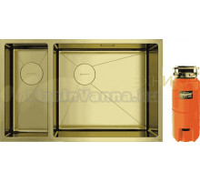 Комплект Мойка Omoikiri Taki 69-2-U/IF-LG светлое золото, R + Измельчитель Nagare slim 900