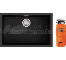 Комплект Мойка Omoikiri Yamakawa 75T-U/I-BL черная + Измельчитель Nagare slim 900