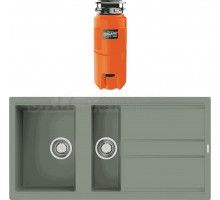 Комплект Мойка Omoikiri Kinokawa 100-2-WG wind green + Измельчитель Nagare slim 500