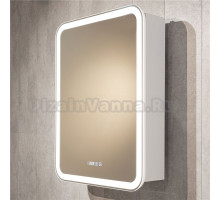 Зеркало-шкаф Silver Mirrors Фиджи 60x80 с подсветкой, с подогревом, с часами, белое