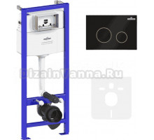 Система инсталляции для унитазов Lavinia Boho RelFix 77010024 4 в 1 с кнопкой смыва, матовый черный, золотой глянец