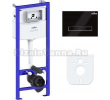 Система инсталляции для унитазов Lavinia Boho RelFix 77010010 4 в 1 с кнопкой смыва, глянцевый черный, хром