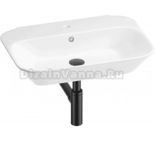 Накладная раковина Wellsee Eclatant 201001742 65, с сифоном и донным клапаном, глянцевый белый, матовый черный