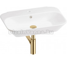Накладная раковина Wellsee Eclatant 201001743 65, с сифоном и донным клапаном, глянцевый белый, золото