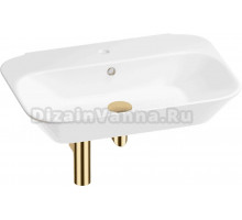 Накладная раковина Wellsee Eclatant 201001748 65, с сифоном и донным клапаном, глянцевый белый, золото