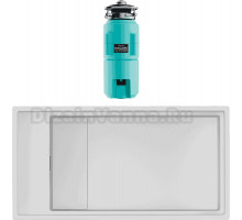 Комплект Мойка Omoikiri Kinaru 86-U/I-WH белая + Измельчитель Nagare slim 1250-AZ azur blue