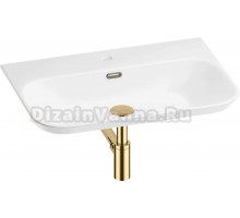 Накладная раковина Wellsee Eclatant 2.0 201001753 65, с сифоном и донным клапаном, глянцевый белый, золото