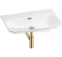 Накладная раковина Wellsee Eclatant 2.0 201001768 65, с сифоном и донным клапаном, глянцевый белый, золото