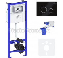 Система инсталляции для унитазов Lavinia Boho RelFix 77010037 5 в 1 с кнопкой смыва и дозатором, матовый черный, хром