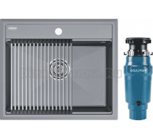 Комплект Мойка Paulmark Stepia + Step PM115951-GRM+R375-BS серый металлик + Измельчитель Intenso I-400