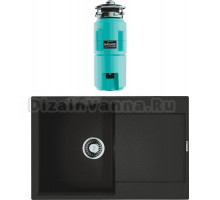 Комплект Мойка Omoikiri Daisen 78T-BL чёрная + Измельчитель Nagare slim 1250-AZ azur blue