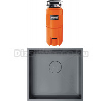 Комплект Мойка Omoikiri Kasen 48-26 INT GM воронёная сталь + Измельчитель Nagare slim 1250