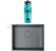 Комплект Мойка Omoikiri Kasen 54-16 INT GM воронёная сталь + Измельчитель Nagare slim 1250-AZ azur blue