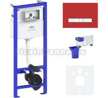 Система инсталляции для унитазов Lavinia Boho RelFix 77010043 5 в 1 с кнопкой смыва и дозатором, красный, хром