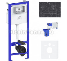 Система инсталляции для унитазов Lavinia Boho RelFix 77010055 5 в 1 с кнопкой смыва и дозатором, черный мрамор