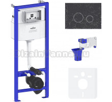 Система инсталляции для унитазов Lavinia Boho RelFix 77010056 5 в 1 с кнопкой смыва и дозатором, черный мрамор