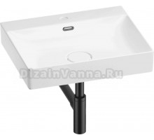 Накладная раковина Wellsee DeSire 201001792 55, с сифоном и выпуском, глянцевый белый, матовый черный