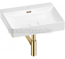 Накладная раковина Wellsee DeSire 201001793 55, с сифоном и выпуском, глянцевый белый, золото