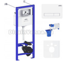 Система инсталляции для унитазов Lavinia Boho RelFix 77020042 5 в 1 с кнопкой смыва и дозатором, глянцевый белый