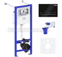 Система инсталляции для унитазов Lavinia Boho RelFix 77020045 5 в 1 с кнопкой смыва и дозатором, матовый черный, хром