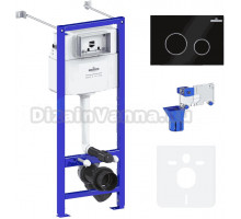 Система инсталляции для унитазов Lavinia Boho RelFix 77020049 5 в 1 с кнопкой смыва и дозатором, матовый черный, хром