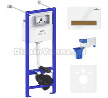 Система инсталляции для унитазов Lavinia Boho RelFix 77020059 5 в 1 с кнопкой смыва и дозатором, глянцевый белый, светлое дерево