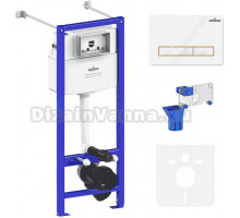 Система инсталляции для унитазов Lavinia Boho RelFix 77020064 5 в 1 с кнопкой смыва и дозатором, глянцевый белый, золотой глянец