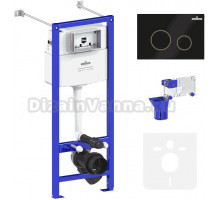 Система инсталляции для унитазов Lavinia Boho RelFix 77020065 5 в 1 с кнопкой смыва и дозатором, матовый черный, золотой глянец