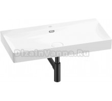 Накладная раковина Wellsee Bromance 201001817 90, с сифоном и выпуском, глянцевый белый, матовый черный