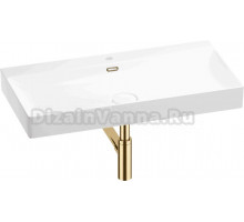 Накладная раковина Wellsee Bromance 201001818 90, с сифоном и выпуском, глянцевый белый, золото