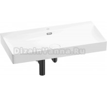 Накладная раковина Wellsee Bromance 201001822 90, с сифоном и выпуском, глянцевый белый, матовый черный