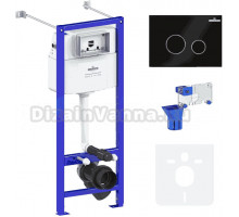 Система инсталляции для унитазов Lavinia Boho RelFix 77020053 5 в 1 с кнопкой смыва и дозатором, глянцевый черный, хром