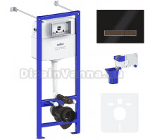 Система инсталляции для унитазов Lavinia Boho RelFix 77020061 5 в 1 с кнопкой смыва и дозатором, глянцевый черный, темное дерево