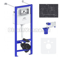 Система инсталляции для унитазов Lavinia Boho RelFix 77020067 5 в 1 с кнопкой смыва и дозатором, черный мрамор