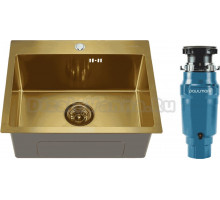 Комплект Мойка Melana D5343HG золото + Измельчитель Paulmark Intenso I-400