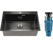 Комплект Мойка Melana D6545HB графит + Измельчитель Paulmark Intenso I-400